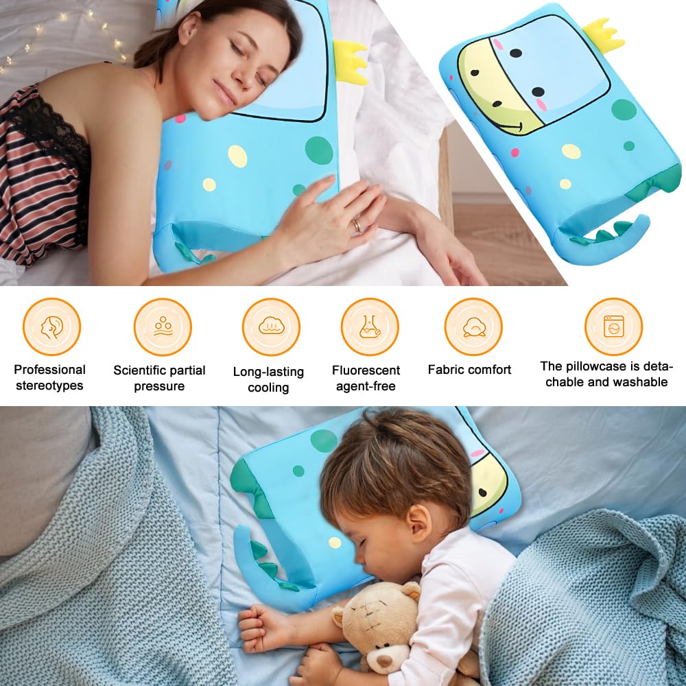 Schlummerkids Coussin pour Enfant, Oreiller Enfant, Confortable, Détachable, Coussin pour Enfant pour Enfants à partir de 3 Ans, 45 x 27 cm(Dinosaure)