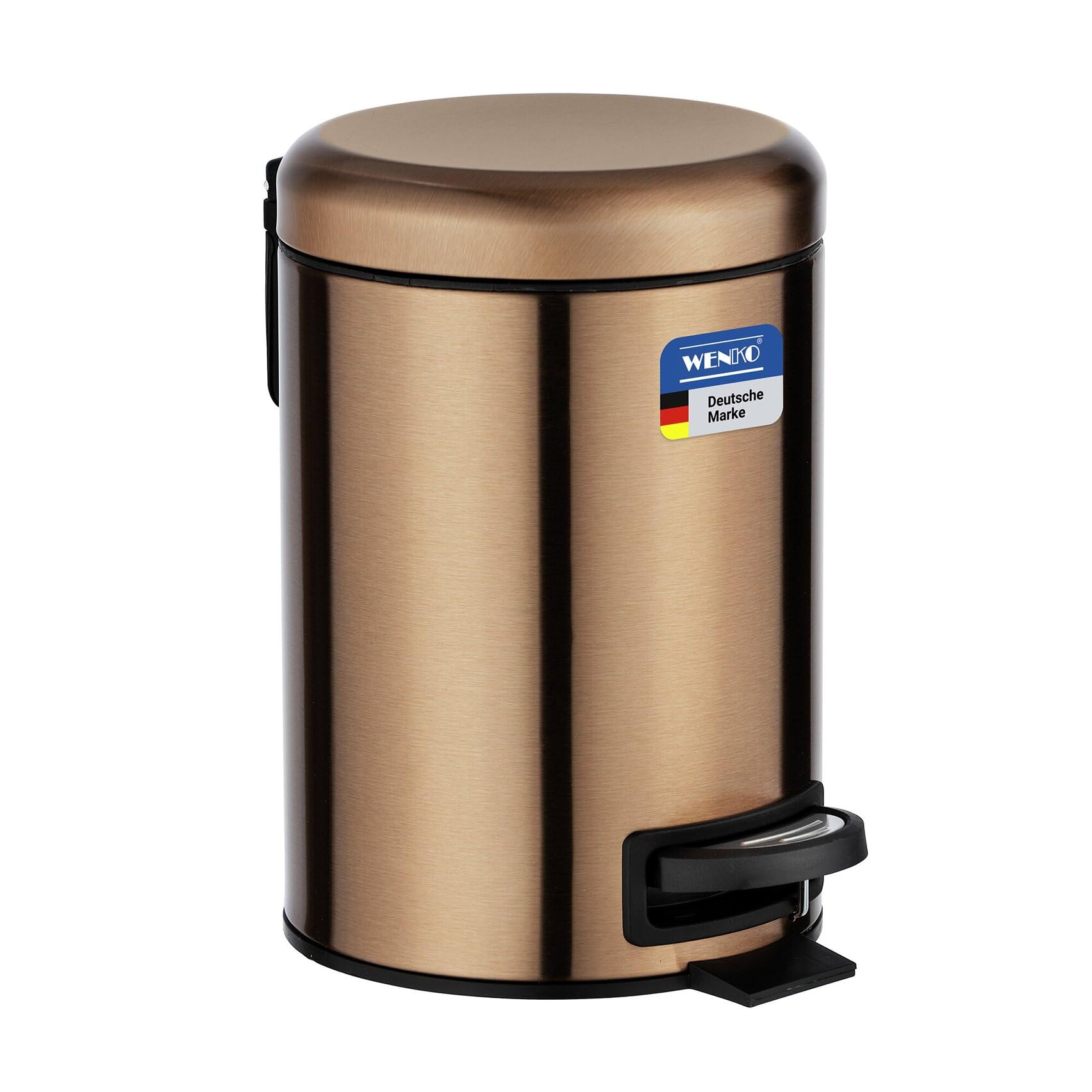 WENKO Pattumiera a pedale Leman 3 litri Acciaio inossidabile 17x25x22.5 cm Rame metallizzato