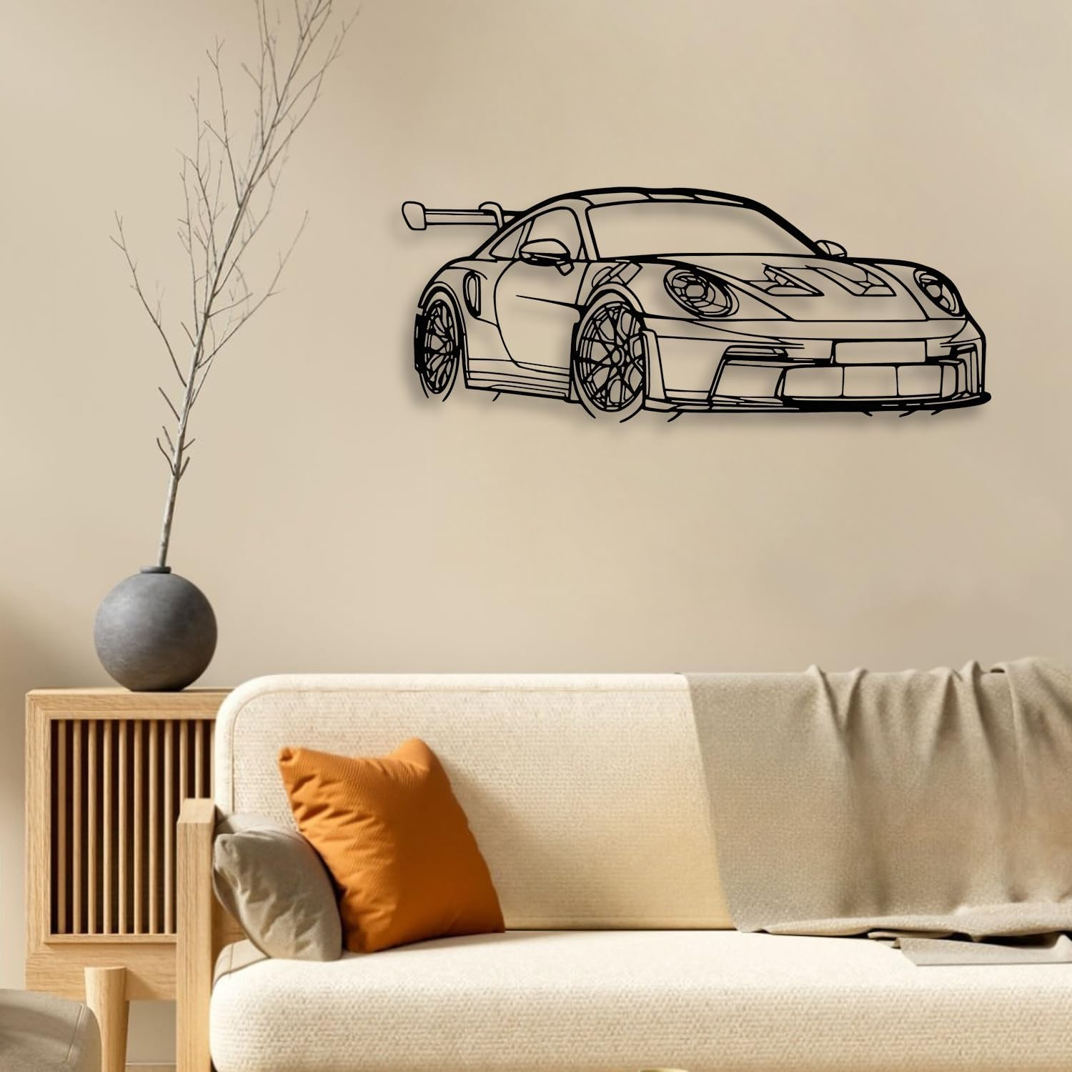 LIYOUYA Sports Car Metal Wall Decor - Simple Modern Lines Room Decor Black Car Silhouette Wall Art Home Decor for Living Room, Bedroom, Dining Room (Black) image 3