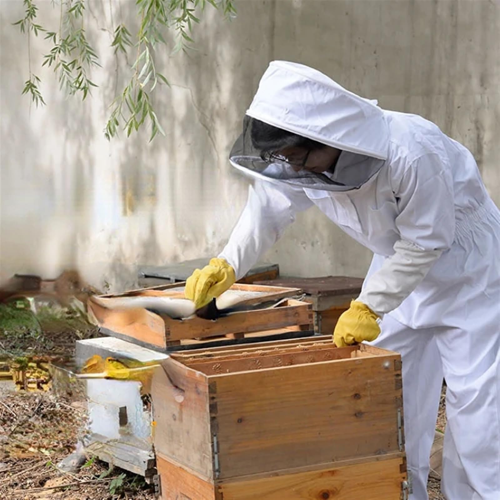 Tuta Apicoltore Costume da apicoltore completo, protezione per api, tuta da apicoltore, velo di sicurezza, cappello, vestito, attrezzatura completa per il corpo(L)