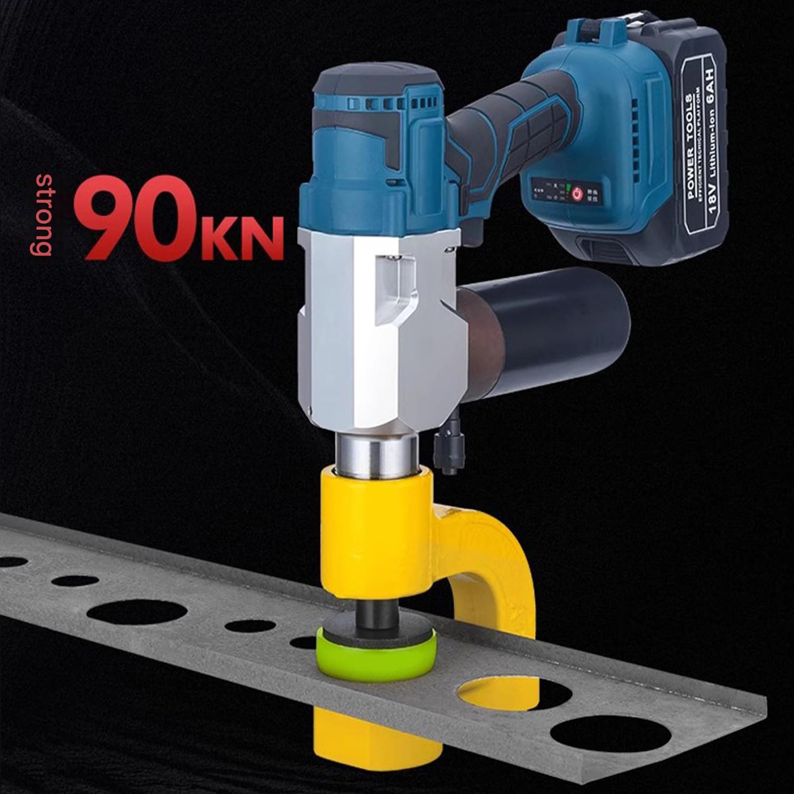 Punzonatrice idraulica elettrica Portatile da 16-32 mm, Ponte per Fori in Metallo con Canale per Cavi, punzonatrice idraulica con 6 matrici