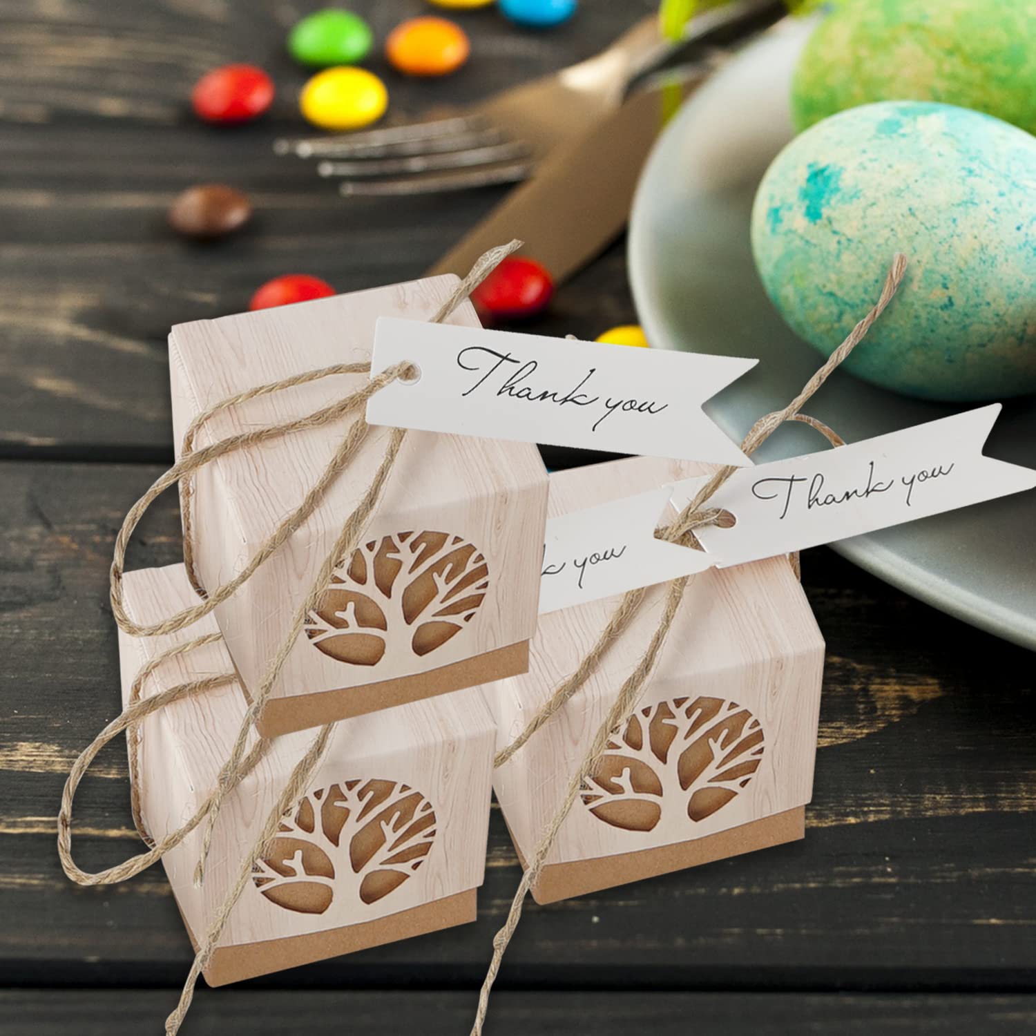 Kit 12 Barattoli In Vetro Portaconfetti Con Albero Della Vita - Bomboniere Originali Per Battesimo, Comunione E Matrimonio - 2