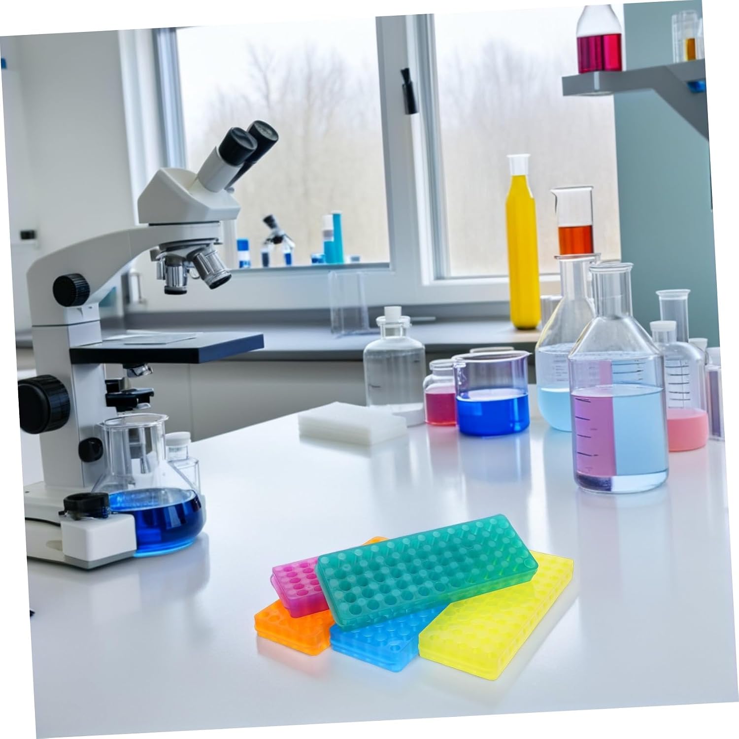 CHILDWEET Microcentrifuge Tube Holder Rack 60 Hole Tube Racks for 0.5ml/1.5ml Lab Scientific Use