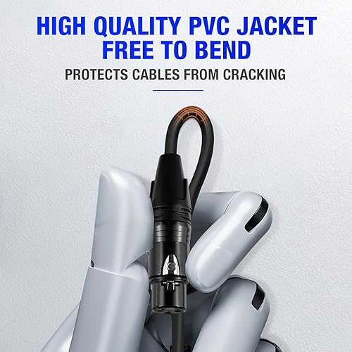 Miniatura 2 de Czgor - Adaptador de cable DMX de 6 pulgadas, paquete de 2 unidades DMX macho de 5 pines a DMX hembra de 3 pines, cable DMX XLR 5M a XLR 3F DMX,