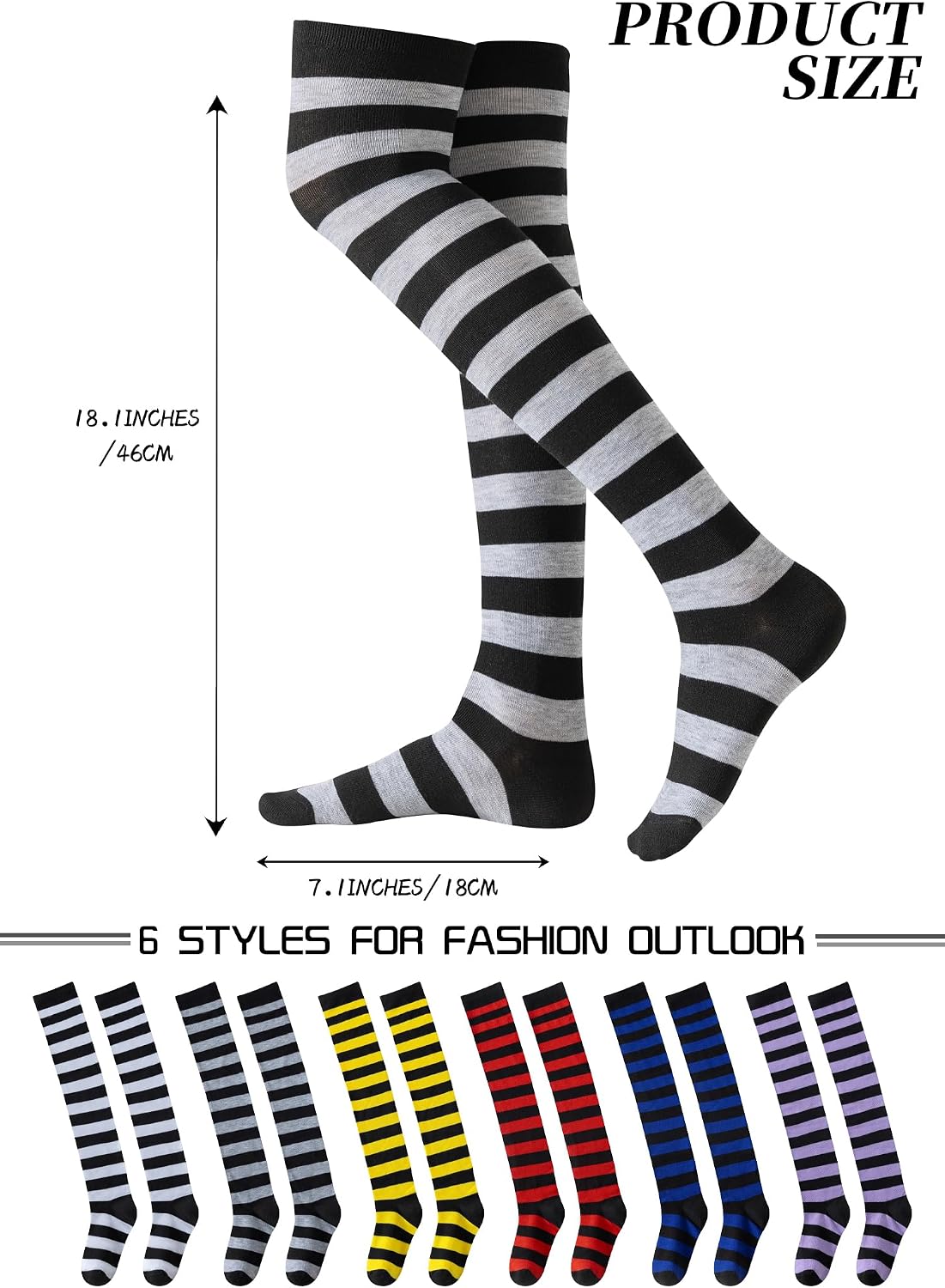 6 Pairs Women's Thigh High Socks - Over Knee Warm Stockings for Boots, Cosplay, Daily Wear | Leg Warmers
