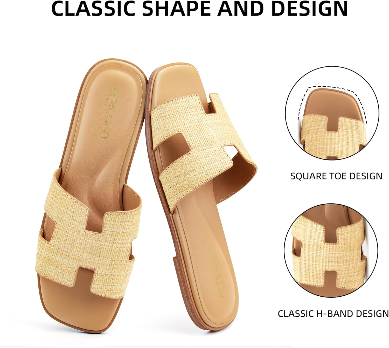 AprCoco Women's Flat Sandals Dressy Classic H-Band Flats Sandals Summer Beach Vacations Slide Sandals - Image 4