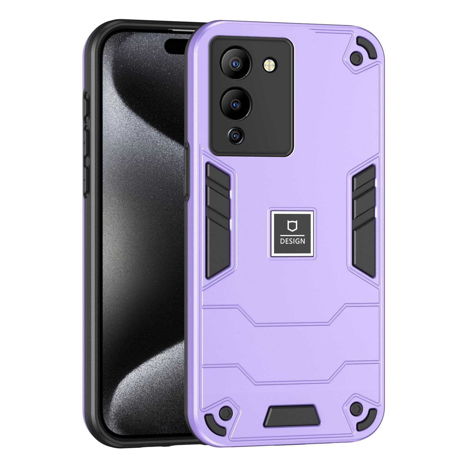 Phone Case Compatible with Infinix Note 12 Turbo,Compatible with Infinix Note 12 G96 X670 Case Dual-Layer Drop-Proof TPU+PC 2-in-1 Protective Case Purple