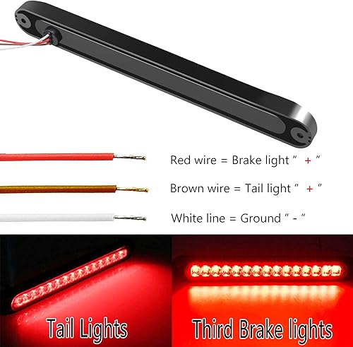 Miniatura 6 de Paquete de 2 luces LED de identificación de remolque de 10 pulgadas, 15 pulgadas, de 9 a 30 voltios, montaje de luz trasera LED de parada, tercera