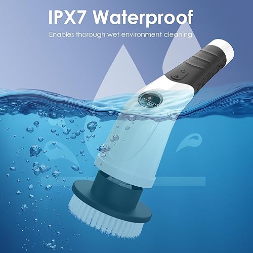 Miniatura 5 de Limpiador eléctrico inalámbrico, IPX7 impermeable recargable con batería de 4000 mAh, tiempo de funcionamiento de 210 minutos, 7 cabezales de