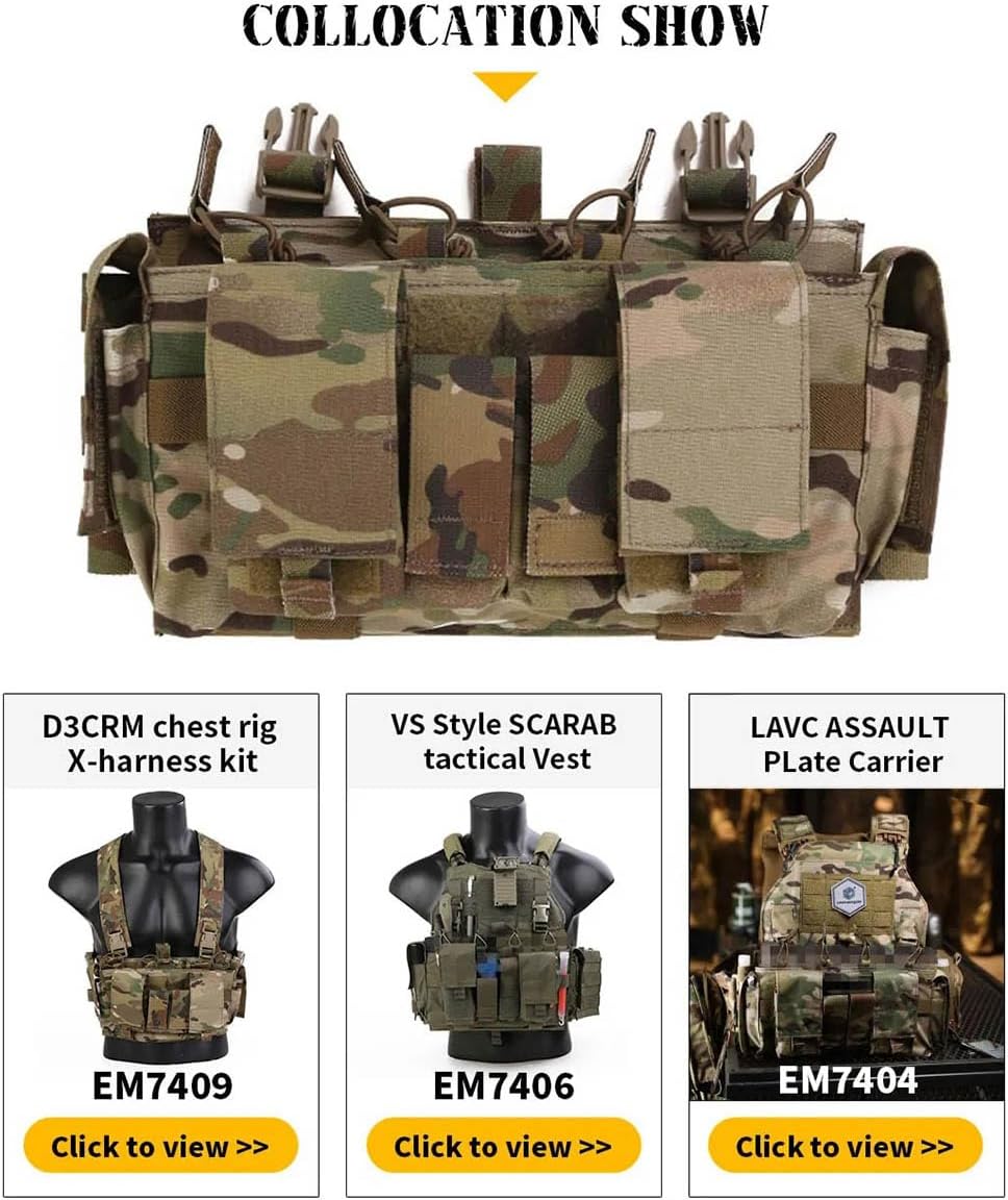 EMERSONGEAR Tactical Magazine Pouch,pouch Tactical Vest Chest Rig Bag with MF Style Gen IV Compatible Placards for Magazines