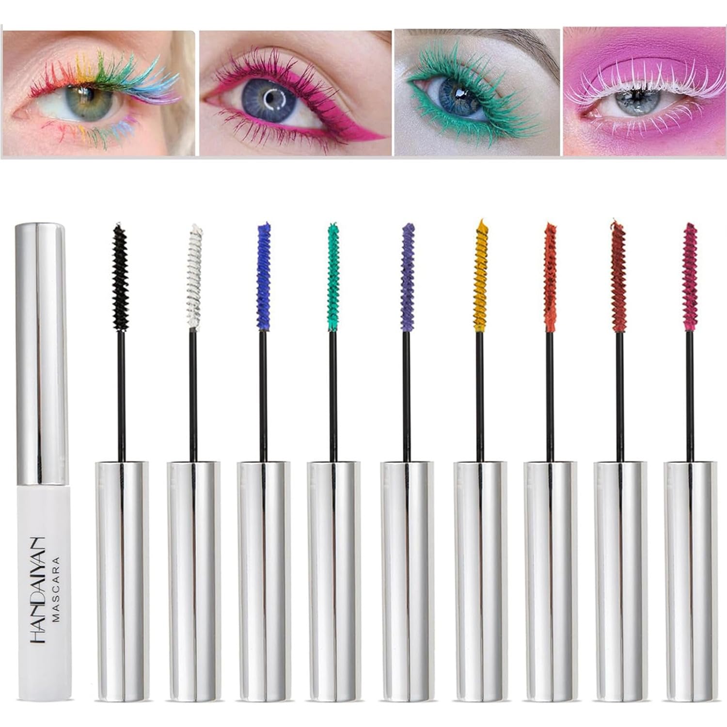 9 Colors Colored Mascara Set for Eyelashes, Red Pink Purple Blue White Black Halloween Rainbow Colorful Mascara Waterproof Charming Long Lasting Voluminous Eye Makeup Christmas Day Gifts for Women 9 Colors Colored Mascara Set for Eyelashes, Red Pink Purple Blue White Black Halloween Rainbow Colorful Mascara Waterproof Charming Long Lasting Voluminous Eye Makeup Christmas Day Gifts for Women