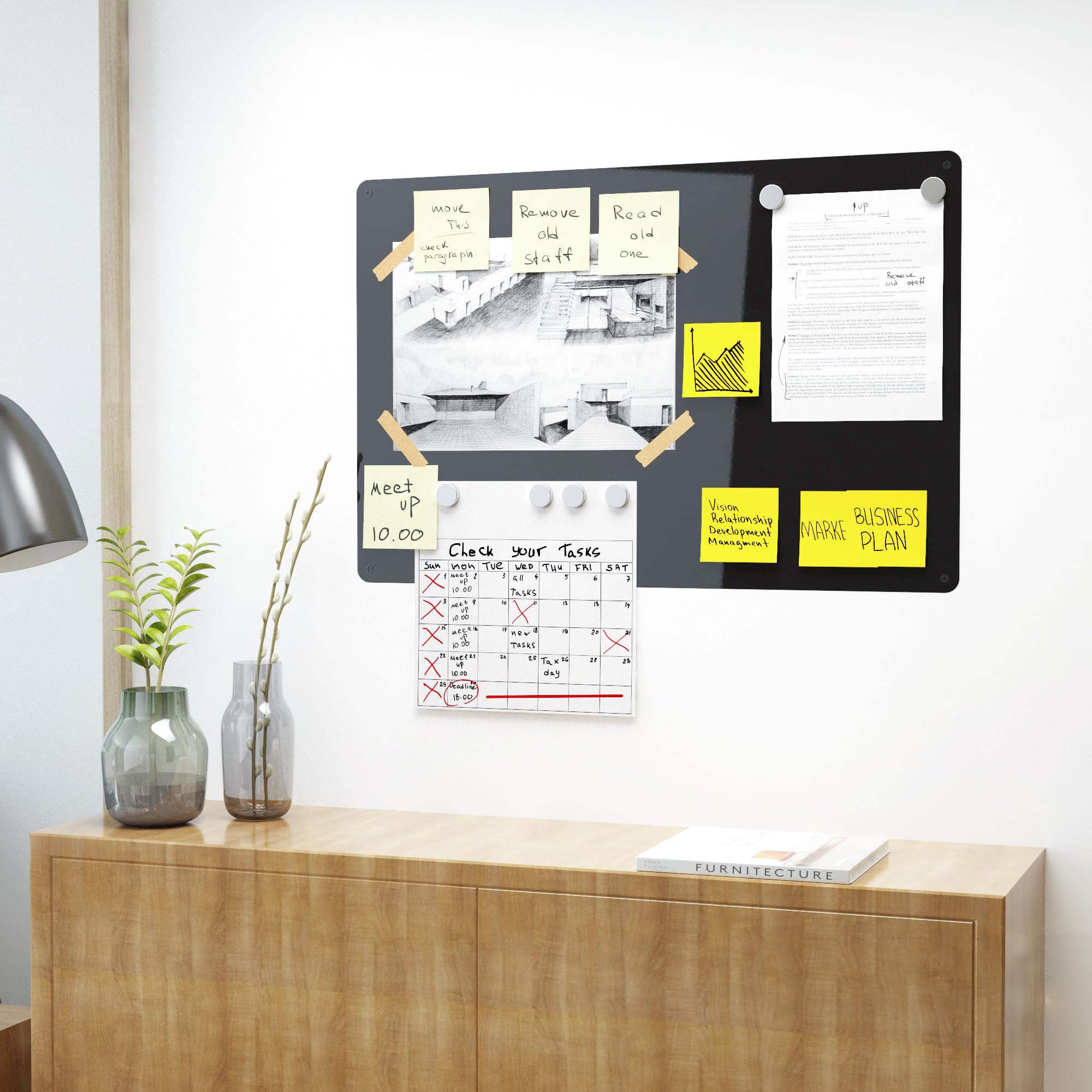 Kingin Magnet-Pinnwand – 45x30 Cm, Magnetische Tafel Für Küche, Büro & Home. Perfekt Für Notizen, Fotos & Gewürze