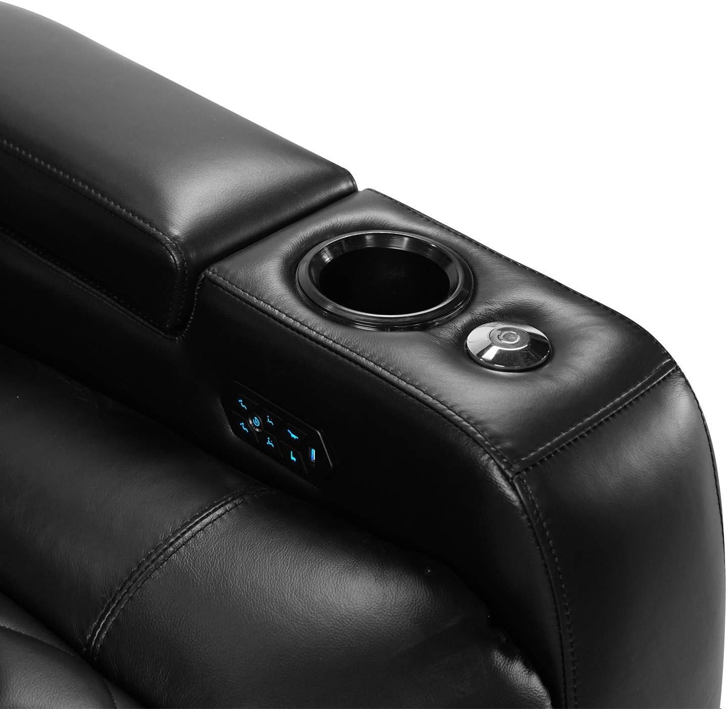 Valencia Tuscany Top Grain Nappa Leather Power Lumbar, Headrest Recliner (Black, Single Seat)