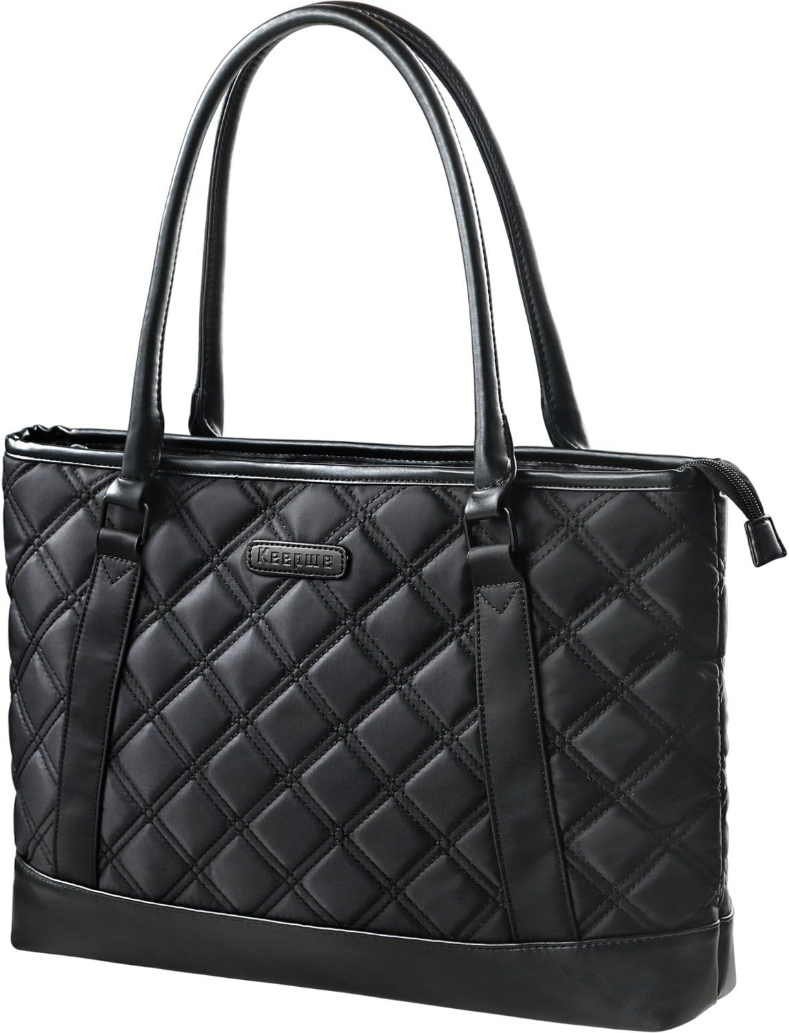 Laptop Bag, KEEPWE Womens Laptop Bag, 15-15.6 in Water Resistant Lightweight Nylon Laptop Tote Bag for Business, Work, Travel (Black)