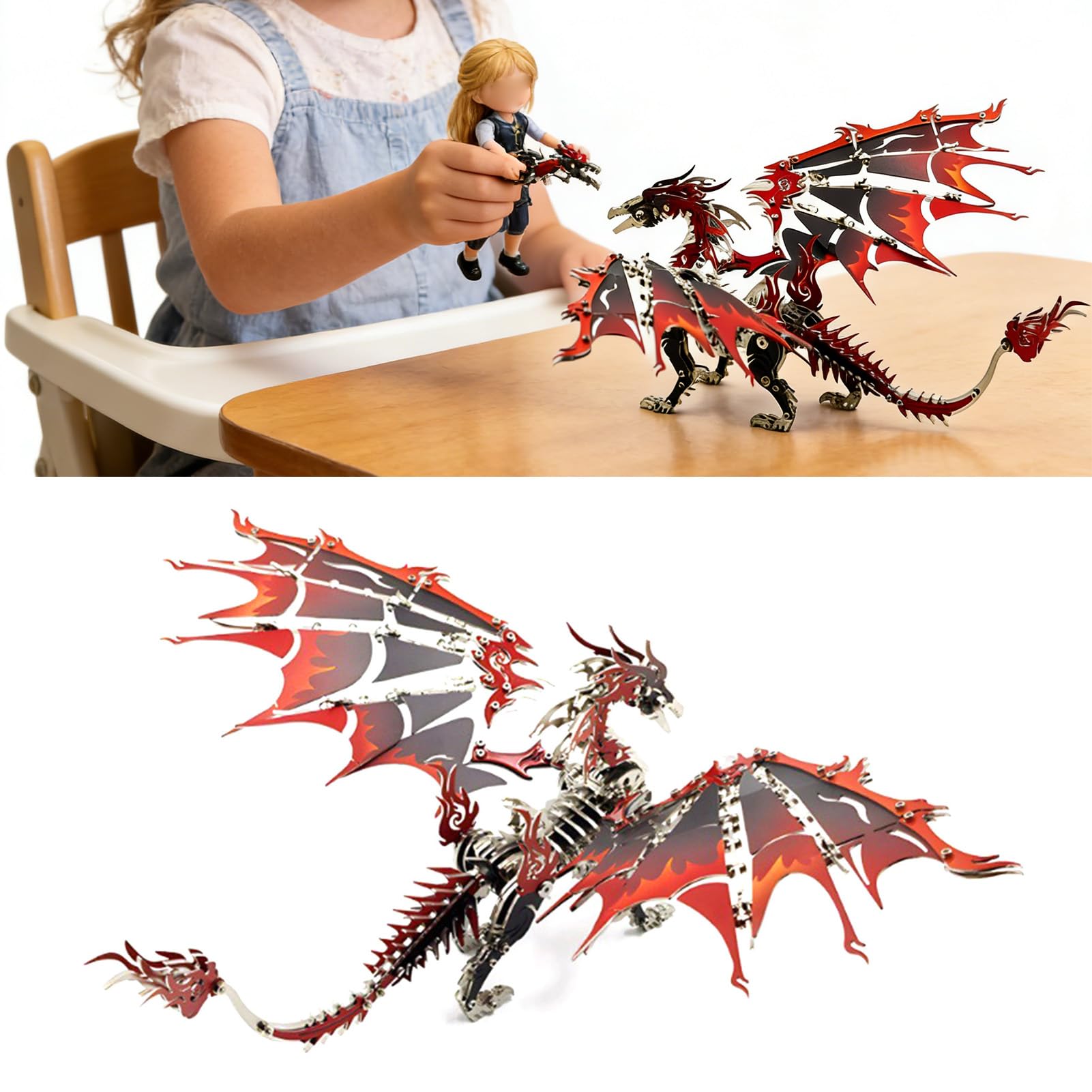 Generic Puzzle 3D z Metalowym Smokiem Montaż Mechaniczny Model ze Stali Nierdzewnej dla Dorosłych i Kolekcjonerów 9,76 X 5,94 X 5,94 Cala