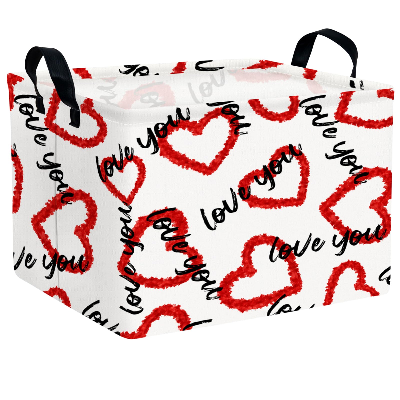 Valentine's Day Basket Gift for Empty Cute Heart Large Storage Bin for Kid and Baby Room Décor (Love You Red Love)