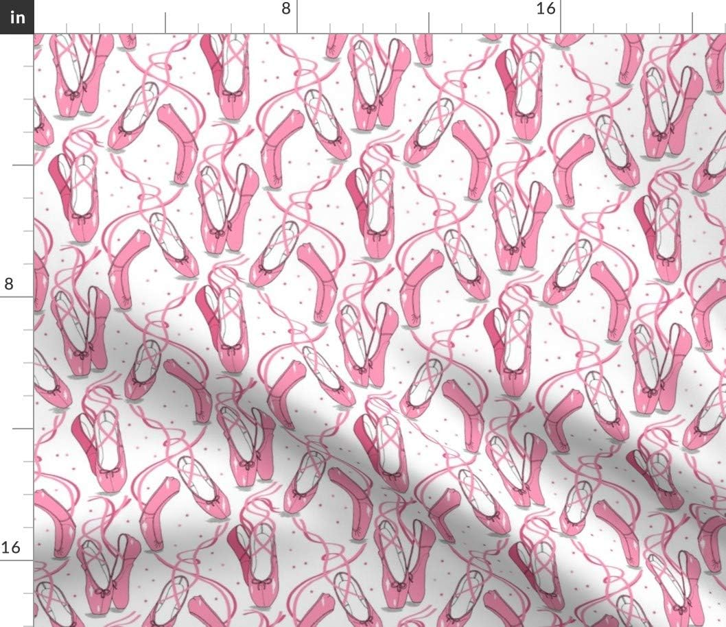 Spoonflower Fabric - Pink Ballet Shoes Dance Girls Printed on Petal Signature Cotton Fabric by The Yard - Sewing Quilting Apparel Crafts Decor