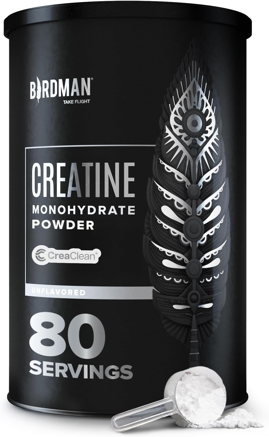 BIRDMAN Micronized Creatine Monohydrate Powder, Muscle Recovery, Caffeine Free, Creatine Pre Workout, Vegan, Post Workout, Gluten Free, Sugar Free | 80 Servings (5 Grams Each) | 0.8lb