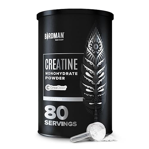 BIRDMAN Micronized Creatine Monohydrate Powder, Muscle Recovery, Caffeine Free, Creatine Pre Workout, Vegan, Post Workout, Gluten Free, Sugar Free | 80 Servings (5 Grams Each) | 0.8lb