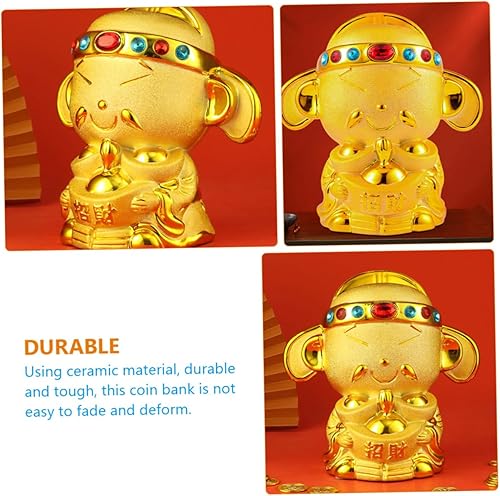 Miniatura 2 de Didiseaon Goose Hat 3pcs Chinese Decoration Cash Coin Can Shen Yeh Statue God of Figurine God of Wealth Figurine Decor for Office Savings Bank for