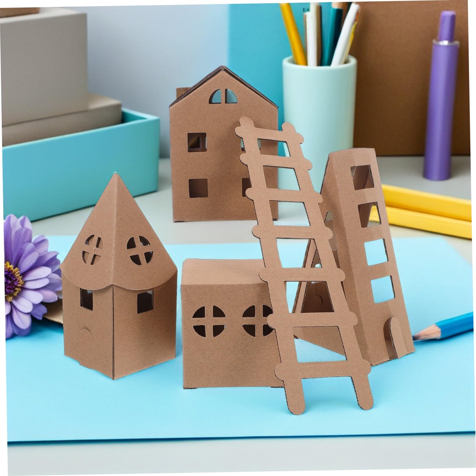 Veemoon Casa di Cartone da Colorare per Ragazzo Ragazza Mini Case in Cartone Fai da Te per Attività Creative e Lavoretti Manuali Realizzato Materiale di Carta Robusto