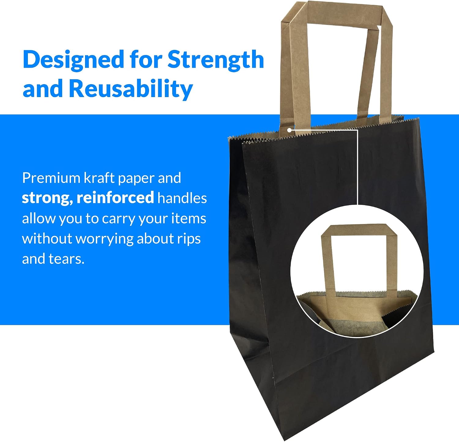 Reli. 90 Pack | 8"x4.5"x10.25"| Black Paper Bags w/Handles | Small Gift Bags/Shopping Bags | Gifts, Shopping, Retail, Party Favors