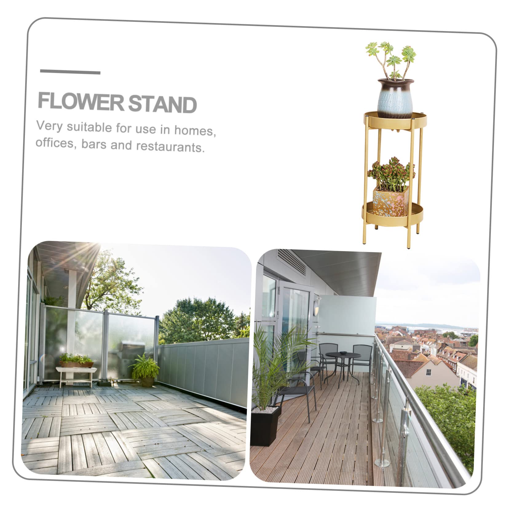 Hemobllo Support Pour Plantes Décoratif à Double Couche Support à Fleurs Sur Pied Pour Pots Simple Et Stable Pour Balcon Ou Jardin