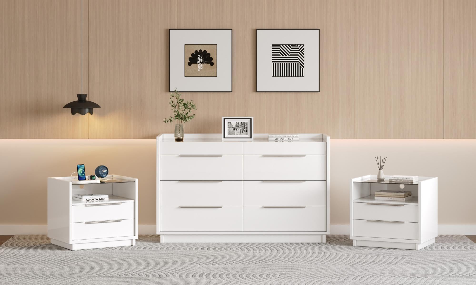 AMERLIFE High Gloss Dresser Set