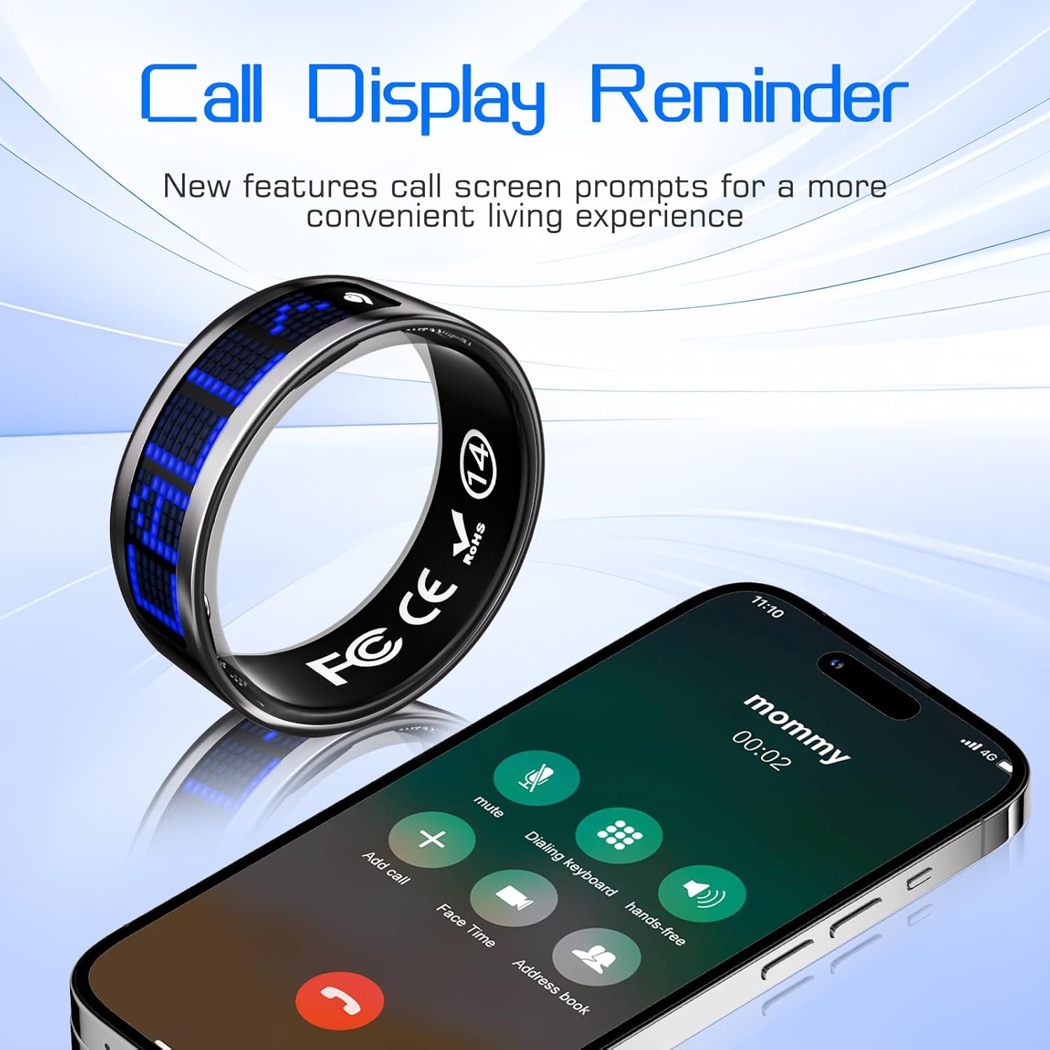 smart ring for women & men, fitness & health tracker with display screen, ip68 waterproof smart rings for health monitoring, fitness tracker ring with call notification, no app fees (black, 9#) black 9#