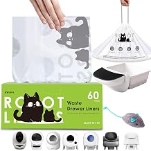 Cat Toilet Robot 4 & 3 Trash Bags, 60 Count Drawstring Liners for Self-Cleaning Toilet Robots, Thick Durable Cat Toilet Liner Bags