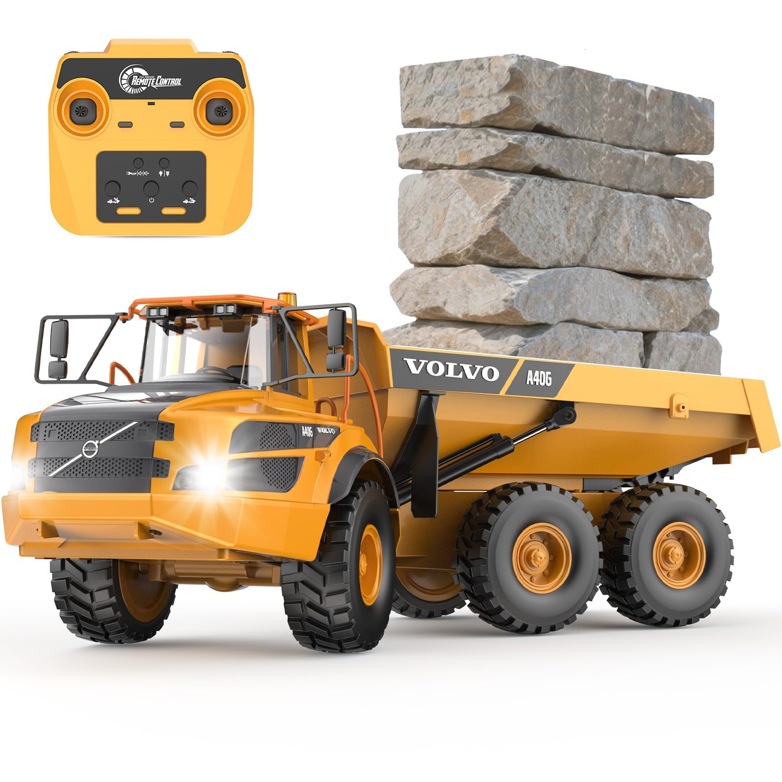 DOUBLE E Volvo 1:20 Large 23IN A40G RC Dump Truck, 12CH