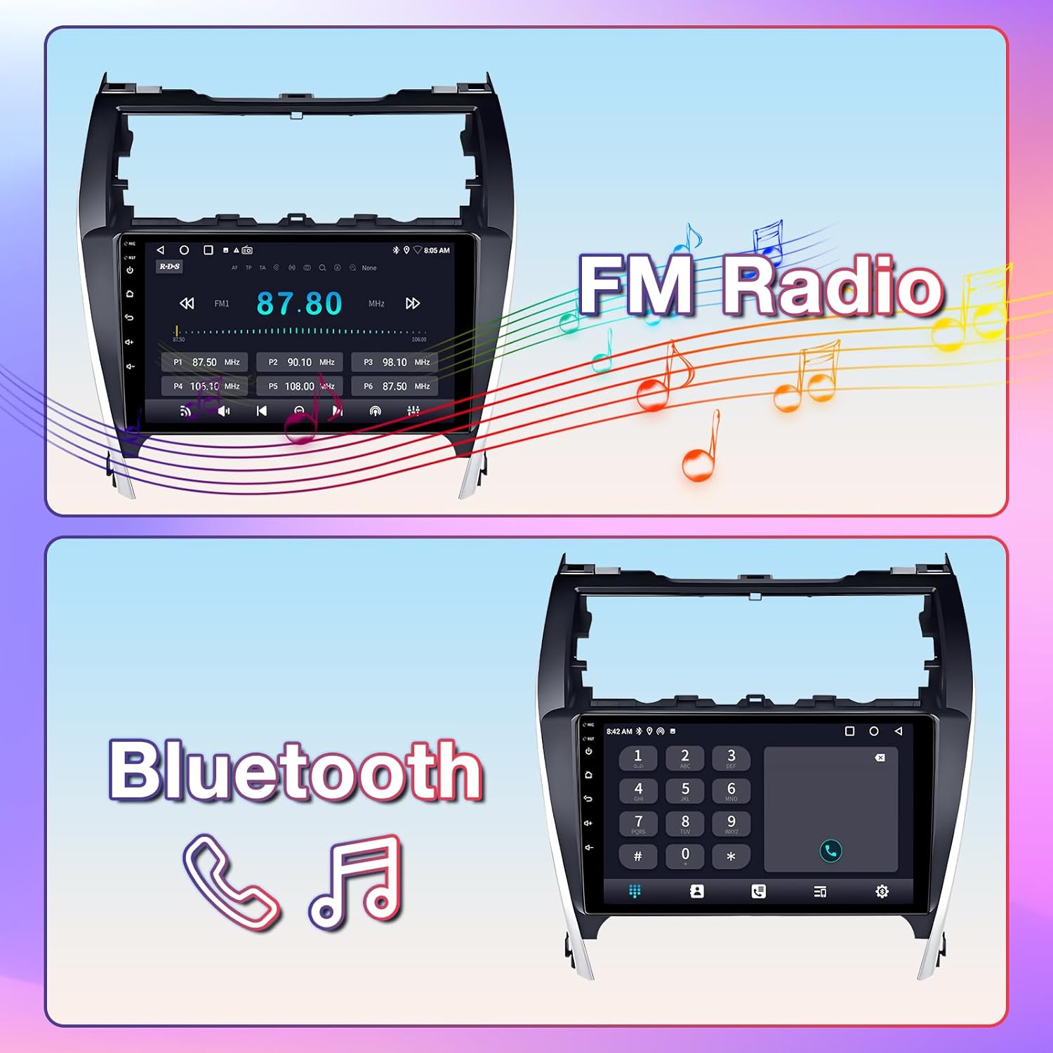 Android 13 Car Radio Compatible with Toyota Camry 2012 2013 2014, 10.1 Inch 2+64GB Car Head Unit Stereo Support Carplay/Android Auto MirrorLink, GPS Navigation WiFi Bluetooth