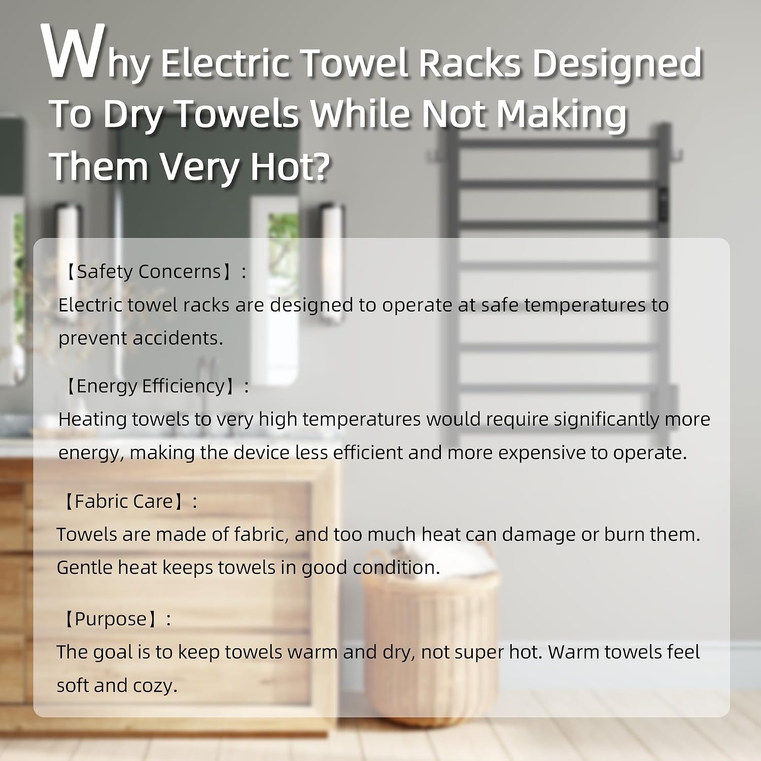 P&Dlusir Square Bar Towel Warmer, Heated Towel Rack with Smart Timer and Thermo Control, Wall-Mounted Heated Towel Rail, Stainless Steel, Hard-Wired/Plug-in, 8 bar, Matte Black