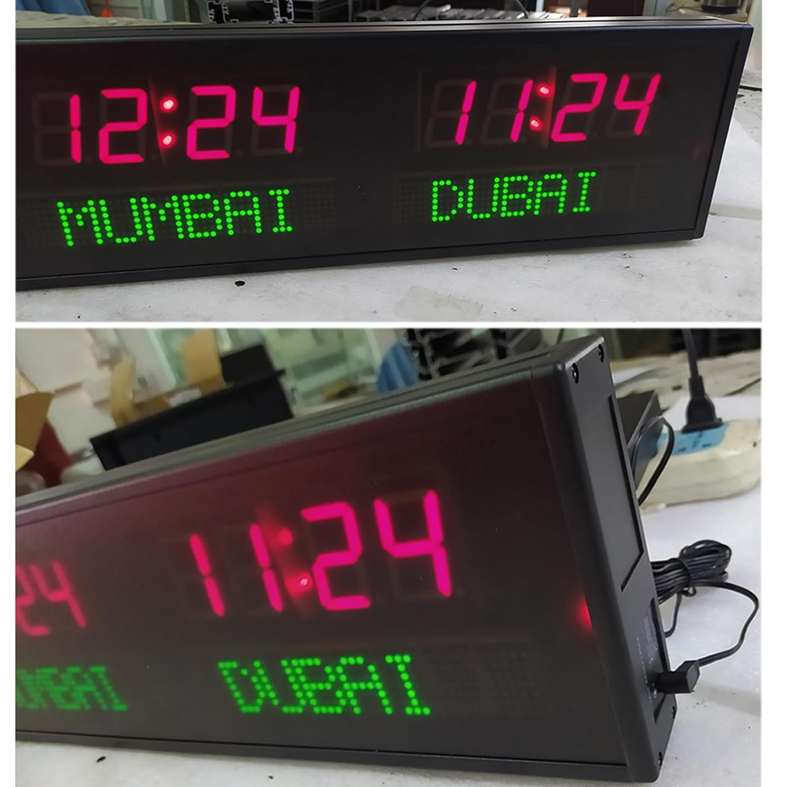 Orologio con Fusi Orari Mondiali, Orologio Digitale con più Fusi Orari, Orologio con 5 Città, 3 Livelli di Regolazione della Luminosità, per Aziende Multinazionali, Hotel, Uffici