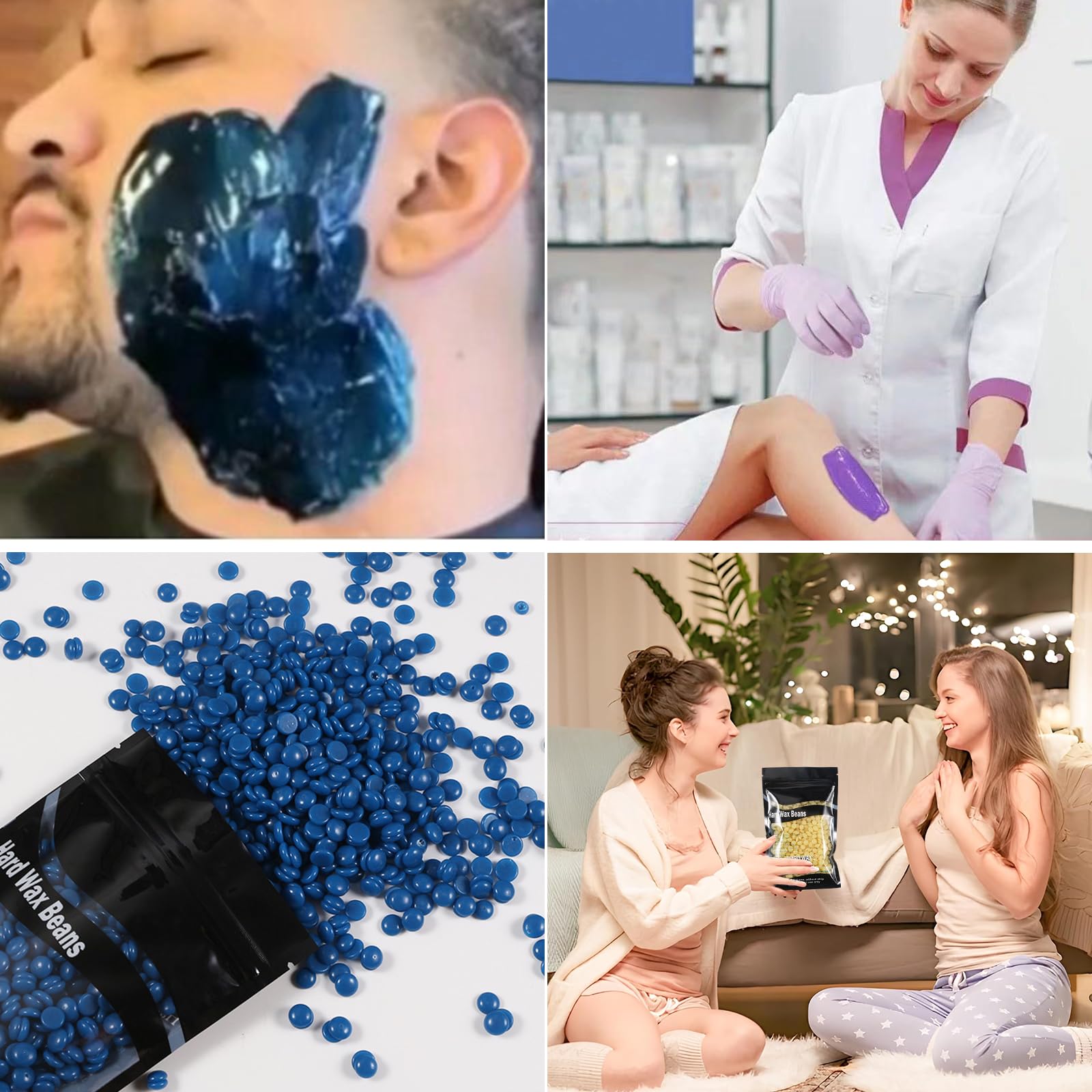 Wosk do usuwania włosów, 500 g, wosk do depilacji, wosk do depilacji, twarde ziarna wosku, woskowanie, perły, wosk do włosów w nosie, bezbolesny wosk, do domu, dla kobiet i mężczyzn, do strefy bikini