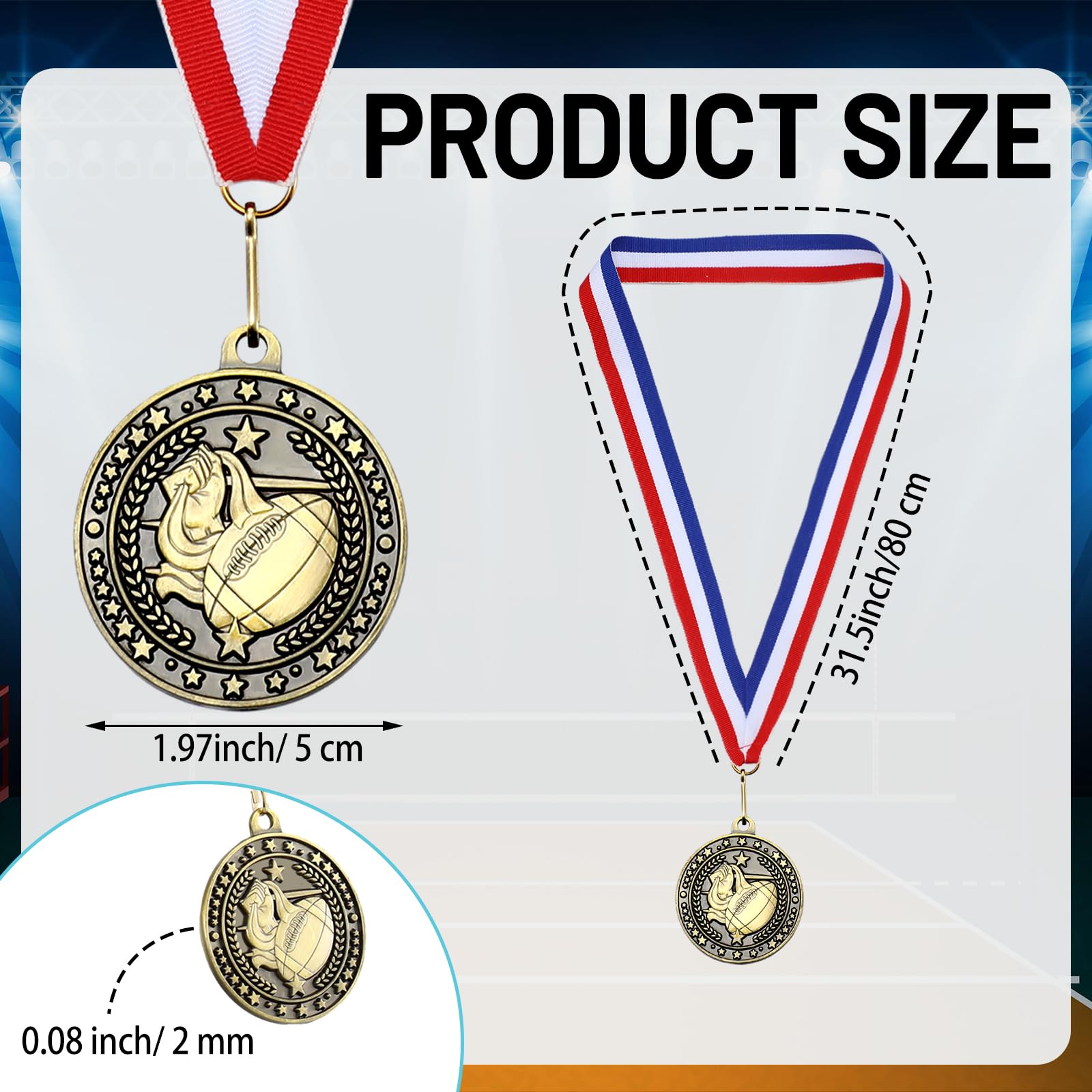 Goldmedaillen mit Halsbändern, Gewinnerpreis, Geschenk für Teamsport, Teilnahme, Partyzubehör, 48 Stück