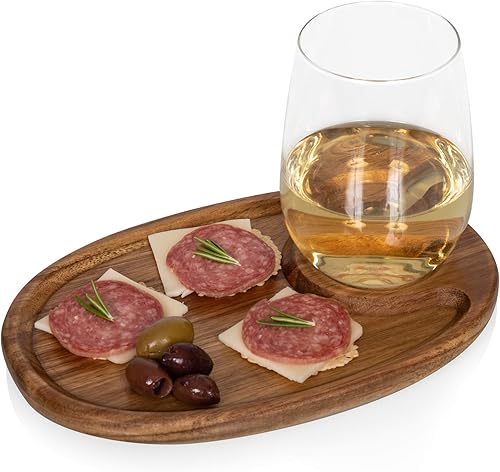Miniatura 3 de PICNIC TIME NCAA USC Trojans - Juego de 4 platos de aperitivo de vino, platos de cóctel con soporte para vidrio, tabla de queso con soporte para