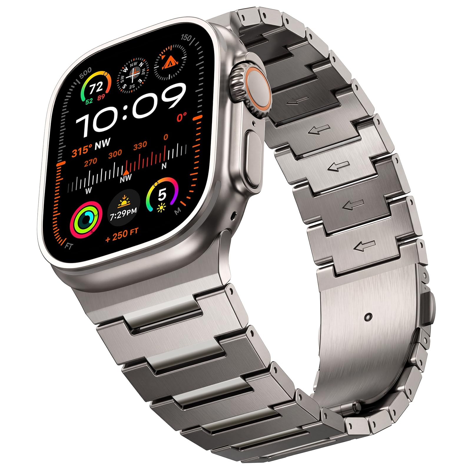 i-Boruly Bracelet en titane pur pour Apple Watch Ultra 3/2/1 (49 mm), Series 11 10 9 8 7 6 5 4 SE (46/45/44 mm) – Bracelet en métal léger imperméable avec outil de réglage, design professionnel