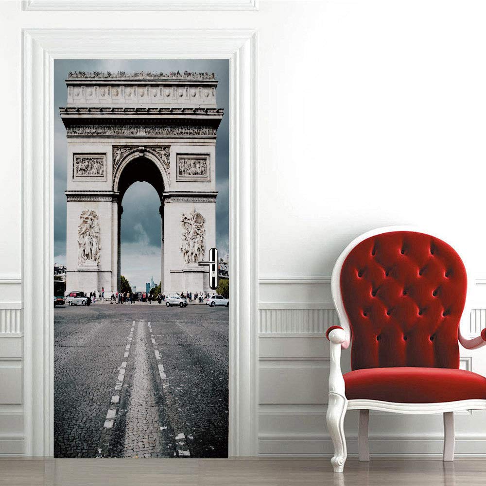 Papier peint art décor 3D pour relooker une porte de salle de bain ou chambre en vinyle