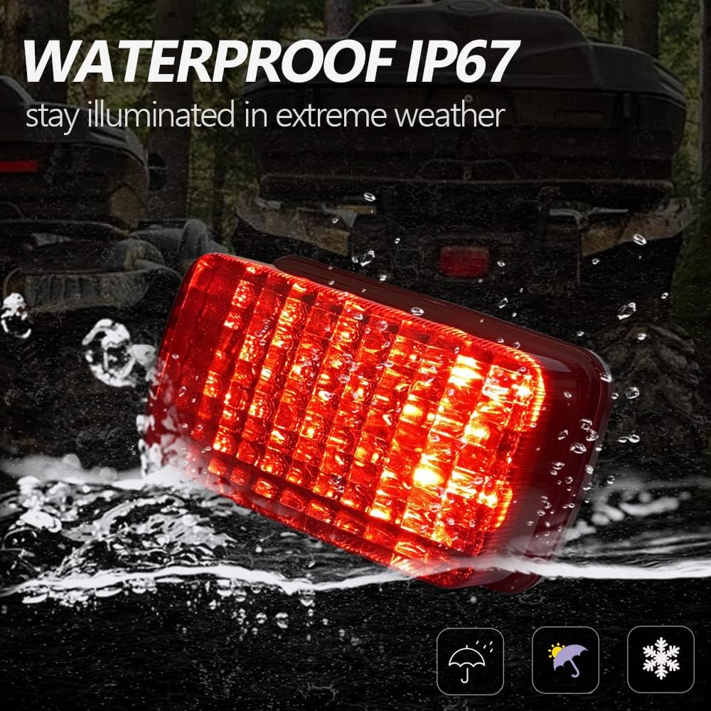 ATV LED Tail Light Aftermarket Taillight 5KM-8472C-10-00 Compatible with Yamaha Rhino Kodiak Grizzly Big Bear Bruin Wolverine Viking (Red Lens)