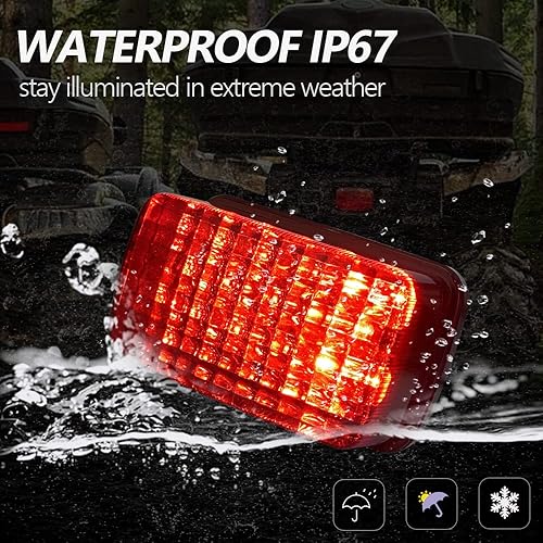 Miniatura 5 de KICRY Luz trasera LED ATV OEM 5KM-8472C-10-00 compatible con Yamaha Rhino Kodiak Grizzly Big Bear Bruin Wolverine Viking (lente roja)