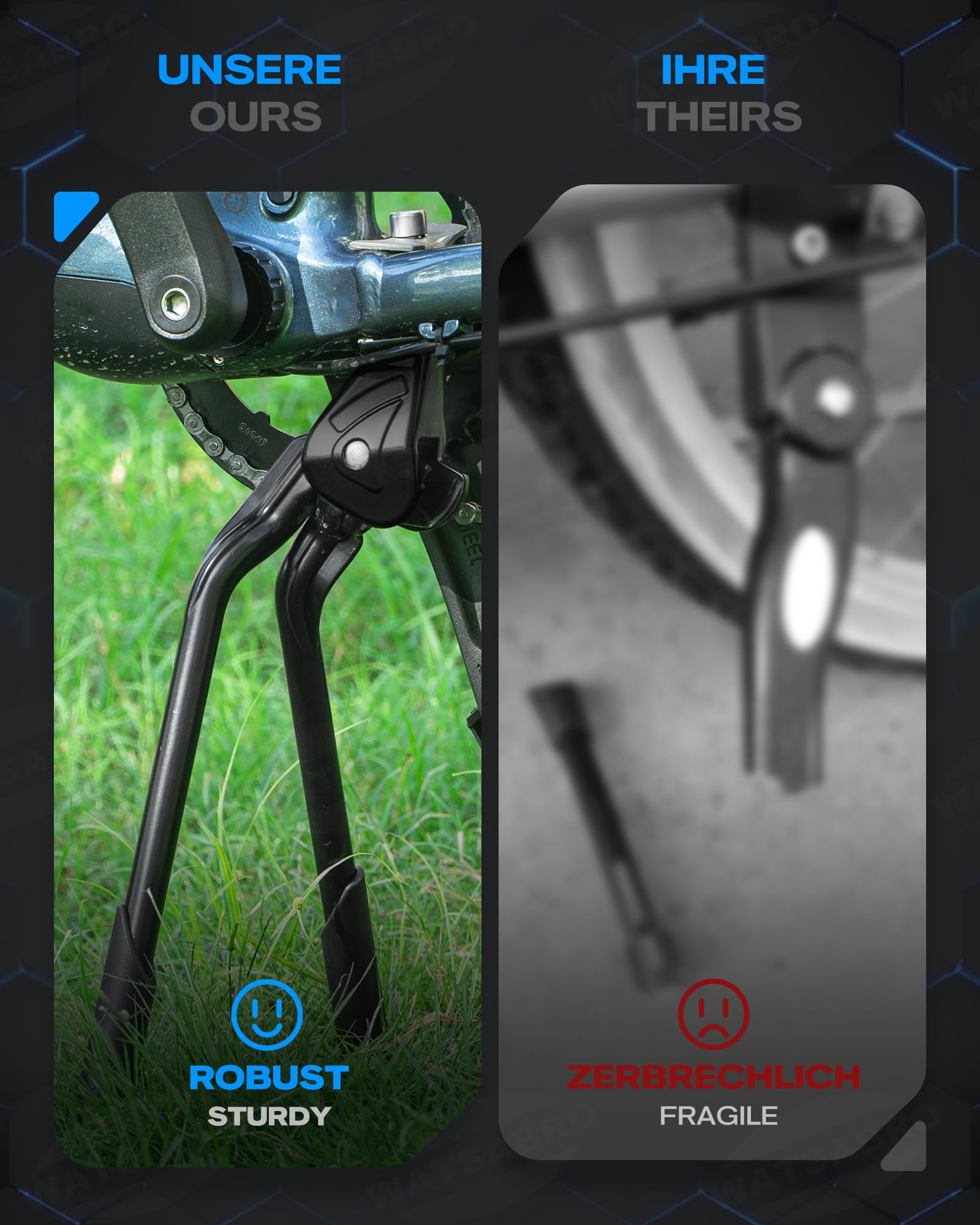 Béquille Double Réglable Pour Vélo 24" à 29" - Support Stable Pour Ville Et Trekking