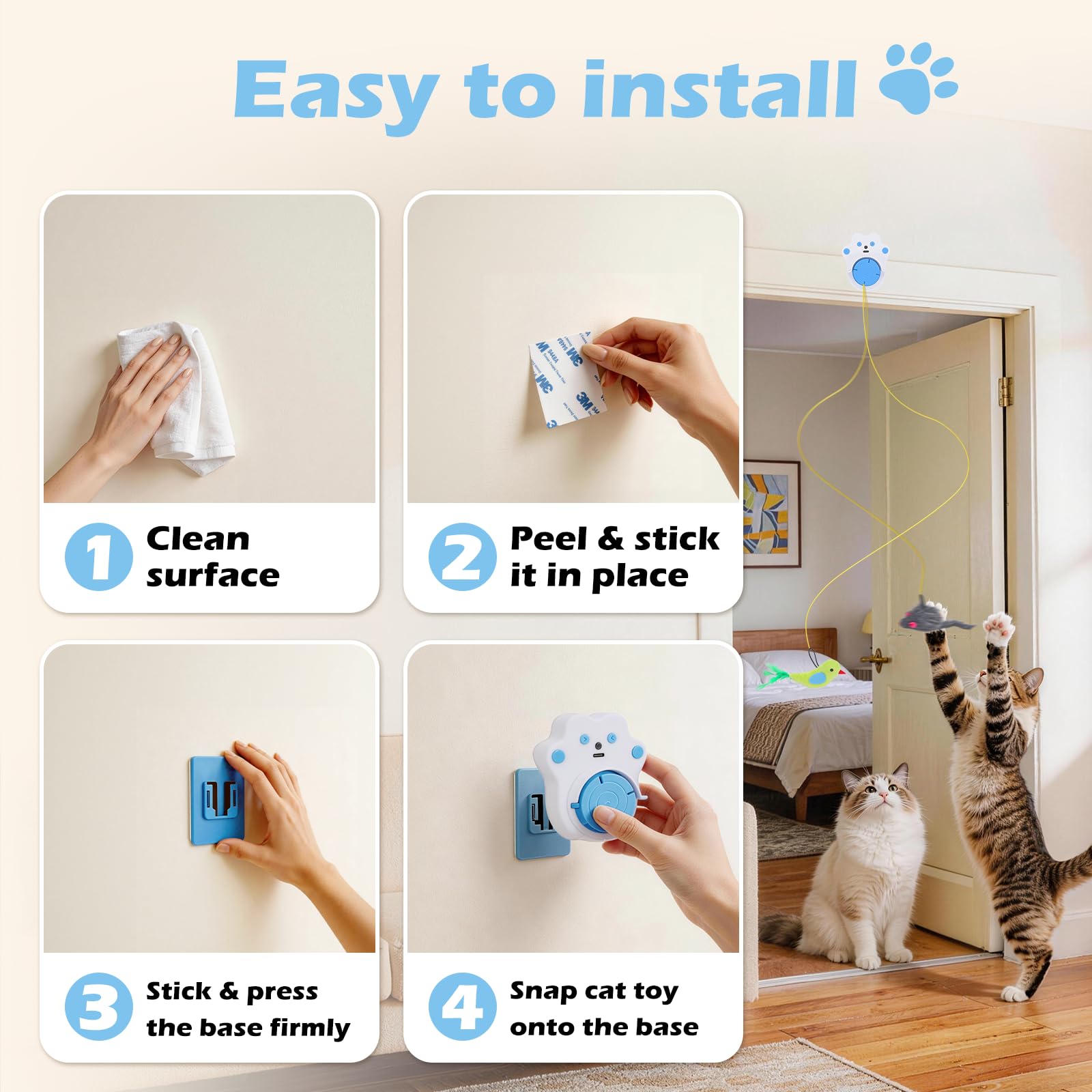Juguete interactivo para gatos de interior con control remoto, 4 velocidades de salto ajustables, juguetes automáticos recargables para gatos adultos aburridos de interior, juguete de pájaro