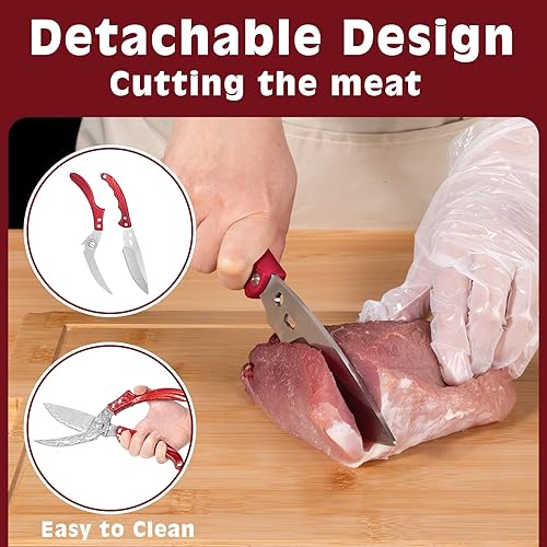 Miniatura 2 de Tijeras de cocina para alimentos, tijeras de cocina de acero inoxidable resistentes para pollo, hueso, carne, pavo, pescado, tijeras multiusos para