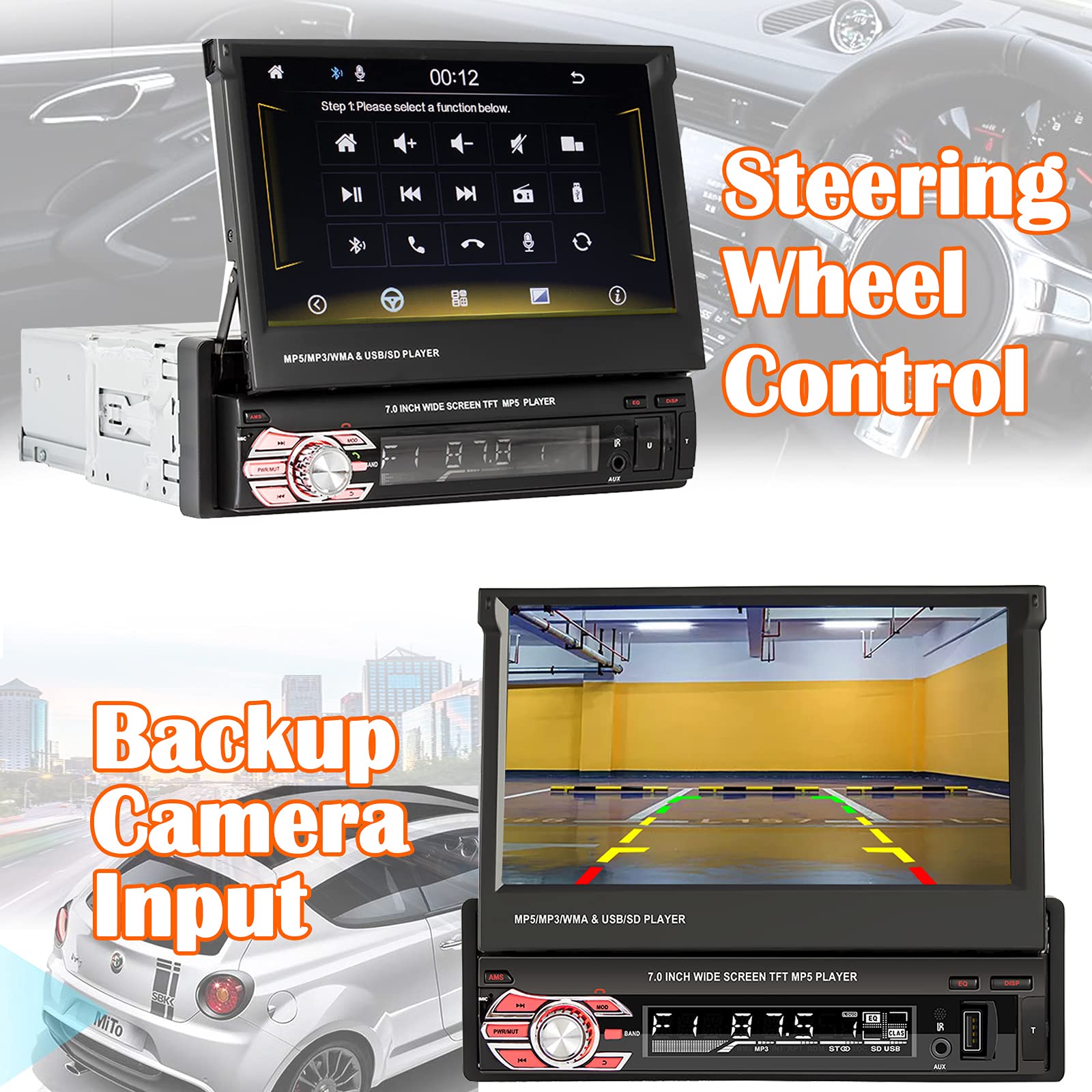 Binize Car Stereo Single Din Apple Carplay Android Auto 7 Inch