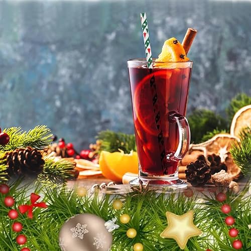 Miniatura 6 de NINU 100 pajitas de papel de Navidad, pajitas de copo de nieve para decoración de fiestas de Navidad y regalos de Navidad, 8 estilos