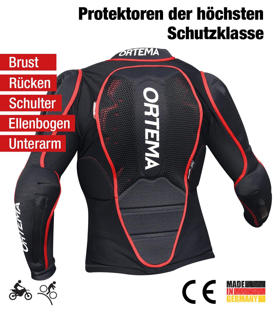 ORTEMA ORTHO-MAX Jacket DUO (M) - Protektorenjacke für den optimalen Rundumschutz - Schützt die Wirbelsäule, Brust, Schultern und Ellenbogen - Motocross/Enduro