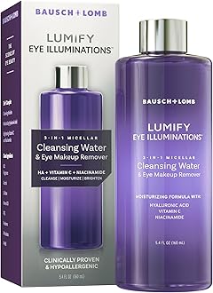 LUMIFY Eye Illuminations Cleansing Water & Eye Makeup Remover, 3-in-1 Micellar Water Contains Hyaluronic Acid, Vitamin C & Niacinamide, Clinically Proven & Hypoallergenic, 160mL