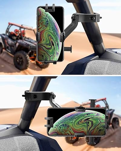 Miniatura 6 de Soporte para teléfono UTV con rotación de 360° universal para UTV ATV SXS Barra enrollable de 1.75-2 pulgadas, soporte de teléfono ATV de aluminio