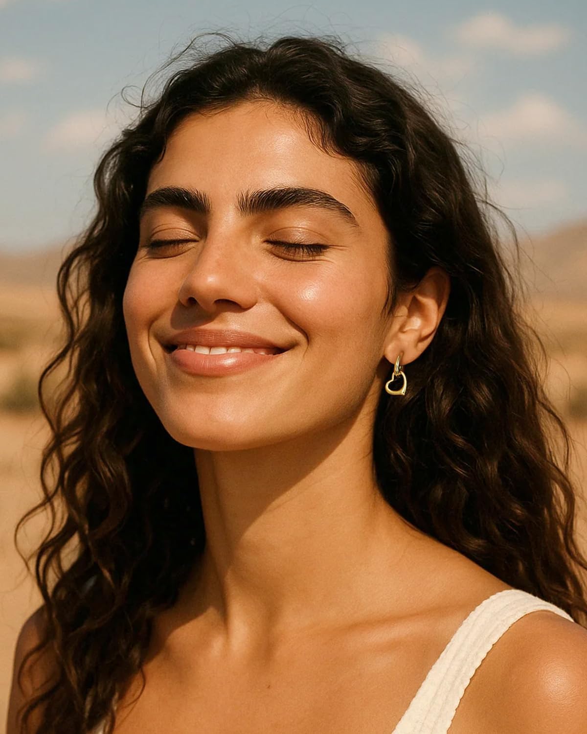 Dainty Dangle Hoop Earrings for Women, 14K Gold Plated 925 Sterling Silver Huggie Hoops, Hypoallergenic Lightweight Everyday Jewelry Christmas Birthday Gifts for Her - Image 2